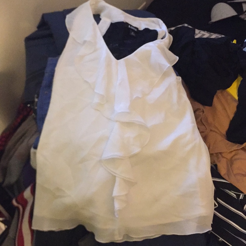 White ruffle tank blouse